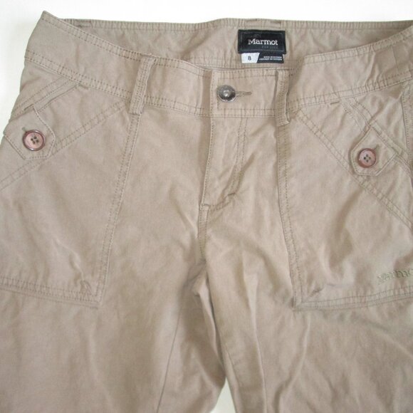 Marmot Women's Hiking Outdoor Pants Khaki Cotton Nylon Stretch Roll Up Cuff sz 8 - Picture 3 of 11